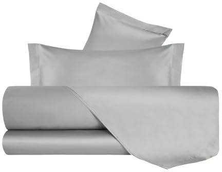 VANITA' DI RASO Completo letto Lenzuola di Raso King Size, Made in Italy, Lenzuolo piano 270x290cm + Lenzuolo Sotto con Angoli 180x200cm + 2 Federe a 2 Volani 50x80cm - Grigio Perla
