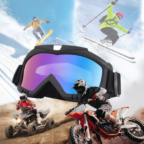 Bogoro Lunettes Moto Transparente, Lunettes de Ski D'anti-Poussière D'anti-Buée Coupe-Vent,Adaptées au Ski, au Cyclisme, au Snowboard et à La Moto, UV400,Offrant une Protection Oculaire, Unisexes.