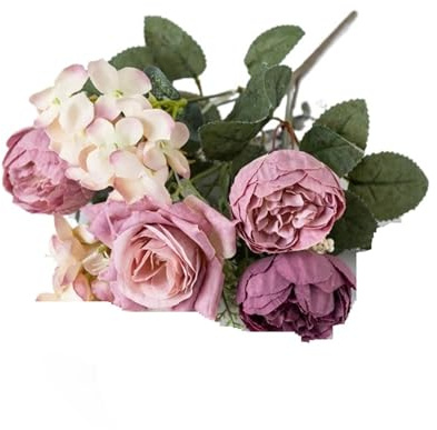 Hortensior konstgjorda blommor konstgjorda blommor silke hortensior bröllop hem rum bord trädgård gård rosor båge brudbukett festival dekor vas falska pion (färg 1)