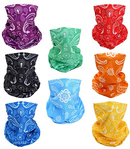 SMEHCF 8 Multifunktionstuch Gesichtsmaske Motorradmaske Sportmaske Sturmmaske Maske Halsmanschette Schal Bandana für Damen Herren Chakra Farbe Schwarz Lila Blau Orange Gelb Grün Rot Konjak Blume