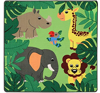 Primaflor Spieleteppich - Robuster Kinderteppich - Hochwertiger Teppich für das Kinderzimmer - Spielmatte Jungen/Mädchen - Jungle - 100x150 cm
