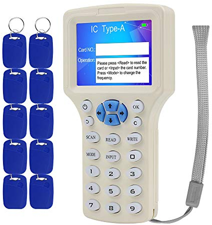 FTtes RFKits Fotocopiatrice Portatile USB RFID ID IC Card Writer con Funzione di Decodifica Completa viene Fornito con Software Gratuito, tra cui 10 Portachiavi da 2 in 1 a Doppia Frequenza Scrivibili