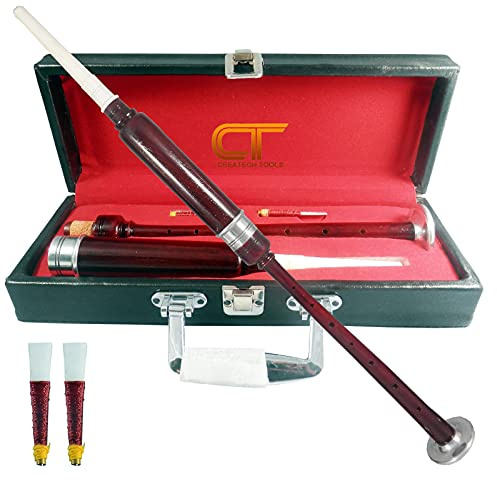 Scottish Highland BagPipe Practice Chanter, Carrying Case & Reeds by Createch Tools (Dark Brown)