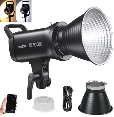 Godox SL100Bi 100W 2800-6500K 100 W vit/gul dubbelfärg temperatur version LCD-panel LED videoljus kontinuerlig utgång bågen mount studioljus (GODOX SL100Bi)