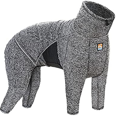 Kurgo Stowe Base Layer for Dogs, Dog Onesie Body Warmer, Bodysuit for Dogs, Recovery Suit, Reduce Anxiety, Contains Shedding, Leash Opening, Reflective, Heather Black (X-Small)