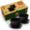 Bonvivre Teetassen + Untersetzer aus emailliertem Gusseisen - 2er Set - Asiatische Teebecher mit Untertassen - Japanische Teeschalen - Füllmenge je 100 ml
