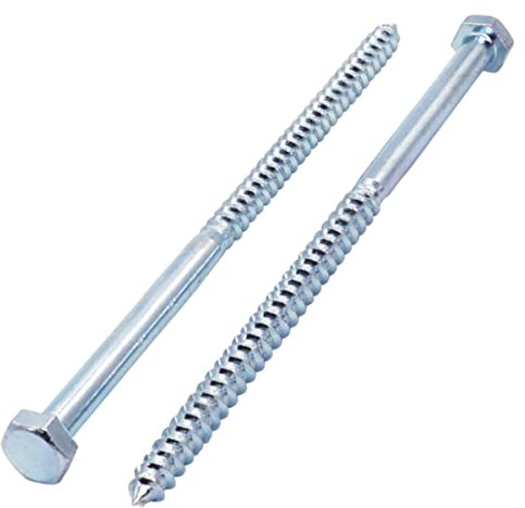 SKIR'CO (15 piezas) Tornillos de madera DIN 571 de acero galvanizado con cabeza hexagonal M8 x 160 mm, tornillos de coach, tornillos hexagonales, tornillos de retardo