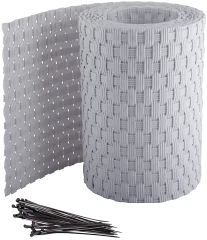 Pinto FERRAMENTA Striscia Frangivento Frangisole Rattan Schermatura Privacy Balcone Ringhiera Cancelli Terrazzi Pannelli Recinzioni Esterno PVC h19cm x 2.0mt Fascette Omaggio (1, Bianco)