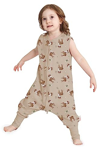 Baby sovsäck sommar med fötter 0,5 tog 100 % bomull barn sommarsovsäck för pojkar och flickor (horsch, M/1–2T)