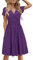 STYLEWORD Robe d'été à Manches Courtes pour Femme Robe d'été à col en V Floral Wrap Taille Robe décontractée avec Poches(Violet,XL)