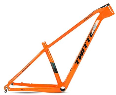 Kolfiber Ram För Mountainbike 27.5er 29er Hardtail MTB-ram 15''/17''/19'' Lättvikt Ram Med Skivbroms QR 135MM Invändig Styrning (Color : Orange, Size : 17'')