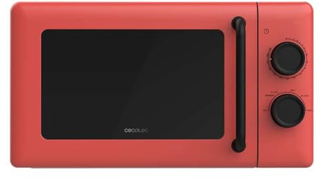 Cecotec Microondas Mecánico de 20L Proclean 3010 Red. 700 W, 6 Niveles de Potencia, Modo Descongelación, Señal de Fin de Cocción, Lámpara Interior, Temporizador hasta 30mins, Diseño en Rojo