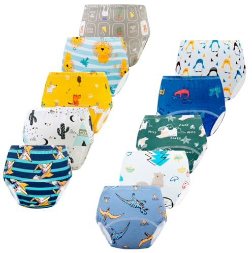 JackLoveBriefs Pack de 10 Bragas de Aprendizaje niño 2-3 Años(Multicolor，Talla：S)