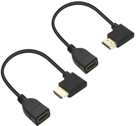 1 paio di cavi di prolunga HDMI maschio a HDMI femmina 4K, placcati in oro 90 gradi ad alta definizione, per fotocamere, computer, televisori, monitor, ecc. - 2 pezzi (sinistra + destra)