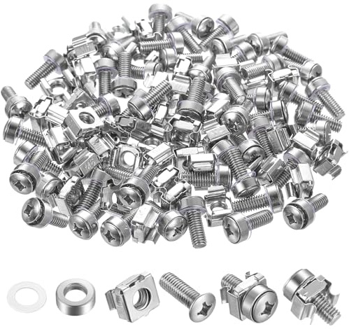 Tornillos y Tuercas Enjauladas para Armario Rack de Servidores, 260 Pcs/130 Set M6x20mm Tuercas de Enjauladas y Tornillos para Armarios de Servidores de Rack Montaje