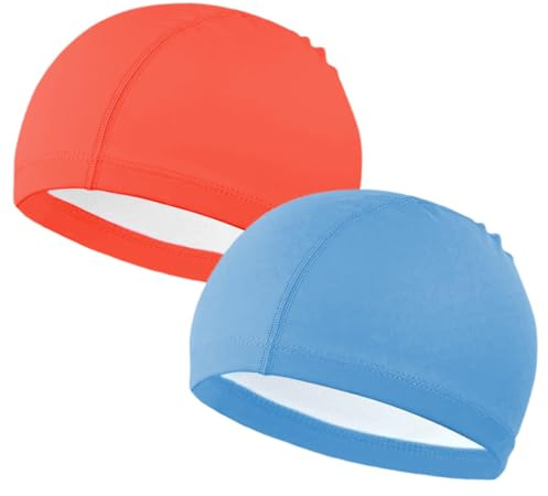 2 bonnets de bain extensibles, en tissu polyester, confortables et doux, résistants aux déchirures et antidérapants, adaptés aux enfants, aux femmes et aux hommes.