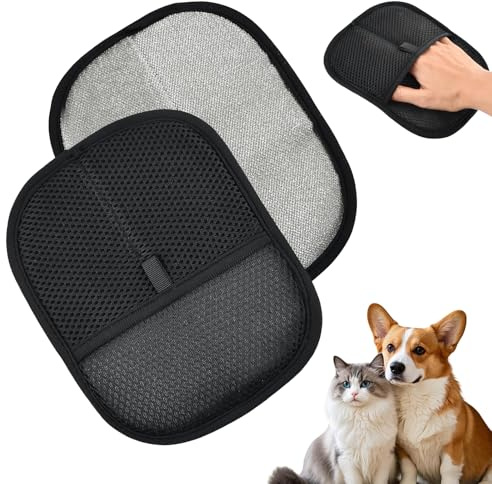 2 Pezzi Guanti Elettrostatici Riutilizzabili per Rimozione Peli Animali Domestici, Guanto Levapeli Double Face per Toelettatura Cani Gatti, Pulizia Divano Tappeti Vestiti Auto (A)