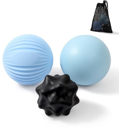 YIXIUTEN 3-Piece Silicone Lacrosse Ball Set for Deep Tissue and Trigger Points - Smooth, Textured, and Spiky Massage Balls for Myofascial Release, Muscle Knots & Plantar Fasciitis