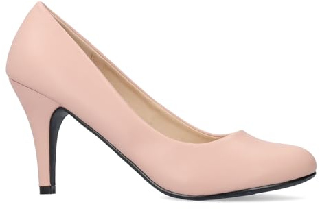 Andrés Machado - Élégants Escarpins rétro pour Femme/Adolescent pour l´été et l´Hiver - AM422 - Bout Arrondi - Modèle Taille Petit - Talons Fins - Simili Cuir- Couleur Rose- EU 44
