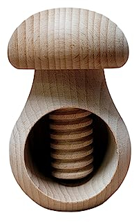 Wooden World Schiaccianoci in legno di faggio naturale, davvero solido, a forma di fungo, ideale come regalo natalizio, in legno grezzo non verniciato, per decoupage