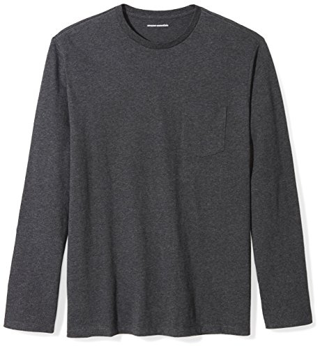 Amazon Essentials Men's Regular-Fit Long-Sleeve Pocket T-Shirt, Charcoal Heather, X-Large