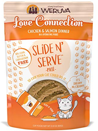 Weruva Wet Cat Food, Love Connection with Chicken and Salmon Pate, 2.8oz Slide N Serve Pouch, Pack of 12