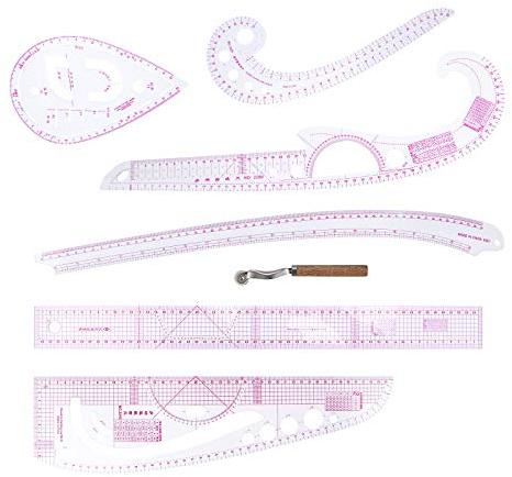 7 Style Nählineal Werkzeugsatz, Metrischer Linealsatz Französische Kurve Muster Grading Lineal Schneiderei Zeichnung Zeichnungsmaß Vorlage für Designer, Mustermacher und Schneider