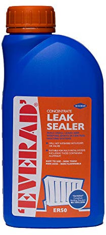 Everad - 500ml Concentrated Leak Sealer for Central Heating Systems & Radiators - Seals Small Leaks & Weeping Joints Under an Hour - for Multi-Metal Systems – Including Aluminium. Non Acid