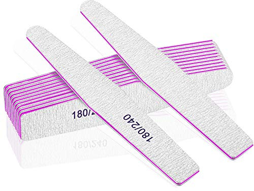 12 limas de uñas, limas de uñas 180/240 para uñas, limas de uñas de doble cara para salones de uñas y en casa