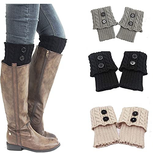 3 paar winter damen gestrickte beinwärmer warme stricken beinlinge kurze leg socken