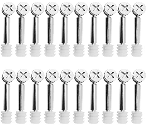 Hsthe Sea 20PCS 3 en 1 Conector de muebles Accesorios de conexión Cerradura de leva excéntrica Ø12 mm y M6x40 mm Tornillos de espiga para montaje de armario Conexión de bloqueo de empalme