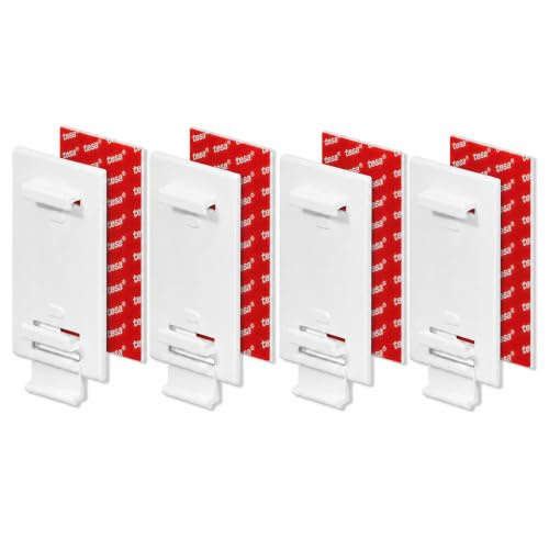 KLEMMFLEX Soporte adhesivo 4 piezas, largo, para estor de sujeción, estor doble, estor Duo, sin taladrar, para pegar, como accesorio, pieza de repuesto para la fijación en la ventana de PVC fija