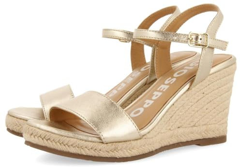 GIOSEPPO ZHEPE Damen Espadrilles Keilabsatz Sandalen Platin, 38 EU, Platinfarben, 38 EU