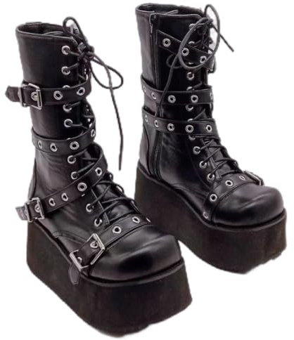 Ulalaza kvinnor Mary Jane klänning pumps Lolita-skor söt plattform gotisk dubbel ankelrem rund tå tjock klack uniform pumps skor perfekta för skolfest affärer arbete dans dejt nattklubb, Knight