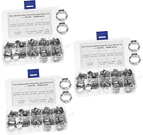 Housoutil 210 Piezas Anillo De Sujeción De Tubería Abrazadera De Tubo Pex Anillo De Engaste De Cobre Pex Herramientas Que Prensan Abrazadera De Un Tubo Acero Inoxidable 304 Accesorio