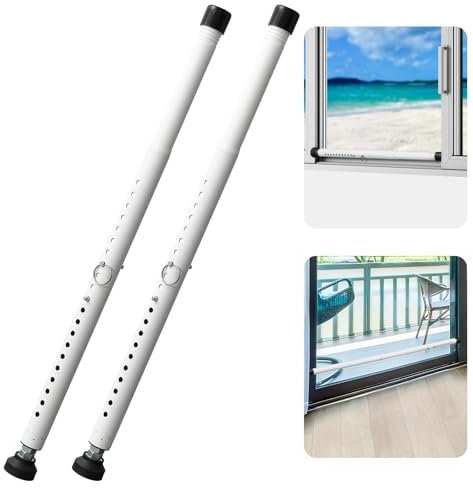 Lot de 2 barres de sécurité pour porte coulissante - 40,6 à 139,7 cm - Réglables - Pour porte coulissante en verre - Pour la sécurité de la maison et de l'appartement