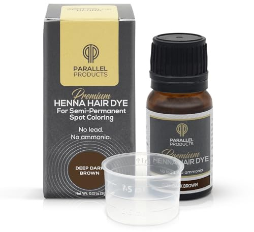 Parallel Products Spot Color Henna Kit - Henna Hair Dye - 3 grams - Tint for Professional Spot Coloring - With Mixing Dish - Covers Grey Hair - Root Touch Up (Deep Dark Brown)