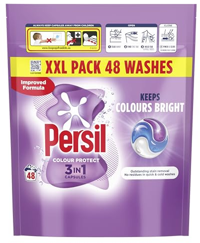 Persil Colour Protect 3 in 1 Washing Capsules keeps colours bright outstanding stain removal in quick & cold washes 48 washes