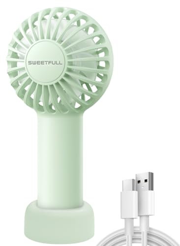 LULUWA Mini Ventilatore Portatile, Potente e Ricaricabile 3 Velocità Piccolo Ventilatore Personale per Trucco da Viaggio Ventaglio per Ciglia per Bambini Ragazze e Donne (Verde Chiaro)