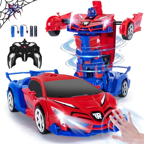Kazzley Transformator, fjärrstyrd bil för barn 3–12 år, 2,4 GHz Spider, RC-bil med gestigekänning, batteri, födelsedagspresent 4–8+