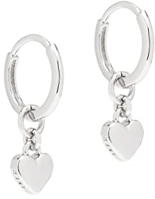 Ted Baker Harrye Tiny Heart Huggie Hoop Earrings For Women (Silver)