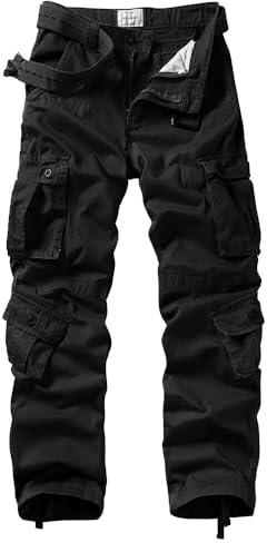 VATINNT Cargo Trousers Men's Cotton Combat Trousers | 9-Pocket Camo Trousers Casual Work Pants for Hiking, Fishing, Camping and Outdoor Activities No Belt