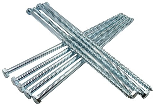 HAFD Heavy-Duty Sleeper Screws 8 x 260mm (10in) Zinc-Plated Hex Head Lag Bolts for Wood to Concrete Fixings, for Coach Screw Outdoor Use in Decking, Fencing, and Landscaping Projects – Pack of 10
