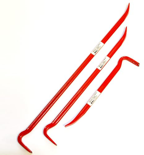 sopomarkt24 Nageleisen Set 3tlg, Brecheisen & Brechstange mit Klaue, 400mm, 600mm, 800mm, aus Festigkeitsstahl, beidseitig nutzbar, ovale Form, ideal für Nägel entfernen & Hebelarbeiten, rot