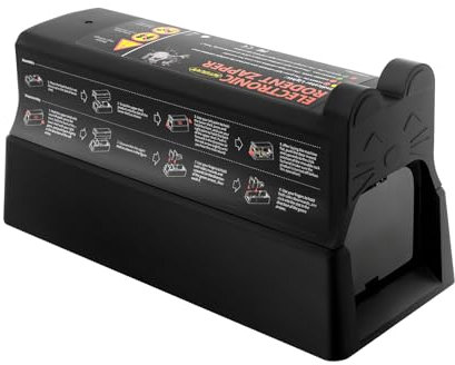 Donened - Trappola elettrica per topi 220 V, riutilizzabile e facile da regolare, trappola per topi elettrici, per esterni, colore nero, 27,5 x 11,9 x 12,5 cm