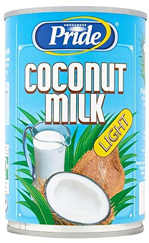 Pride Light Coconut Milk 400ML | Reduced Fat | Natural | High Content | For Curries, Soups, Sauces | 65% Coconut | Suitable for Vegans | 400ml (Pack of 6)