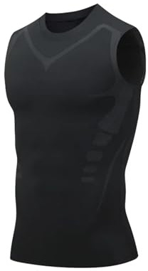 LUYSGBXR Chemise Gainante pour Homme - Gilet Amincissant - Gilet de Compression - T-Shirts de Compression - Débardeur - Contrôle du Ventre - Chemises de Fitness à Séchage Rapide, Noir , 6XL