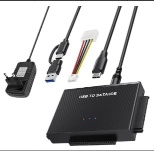 Wowfast IDE USB Adapter, USB 3.0 Festplatten Adapter mit 12V 2A Netzteil für 2,5 und 3,5-Zoll HDD/SSD, IDE SATA Adapter Kompatibel mit Windows 10/8/7/XP/Vista, Mac OS, Linux Usw