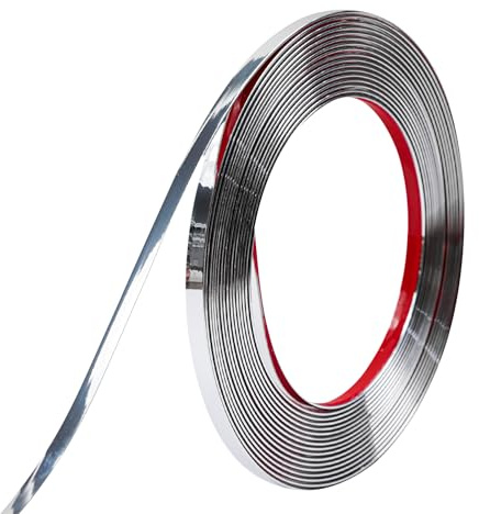 ZOWZOW Bordatura adesiva 6,1 m x 6,4 mm, profilo in PVC impermeabile per muri, finestre, specchi, mobili, piastrelle – Grigio decorazione fai-da-te