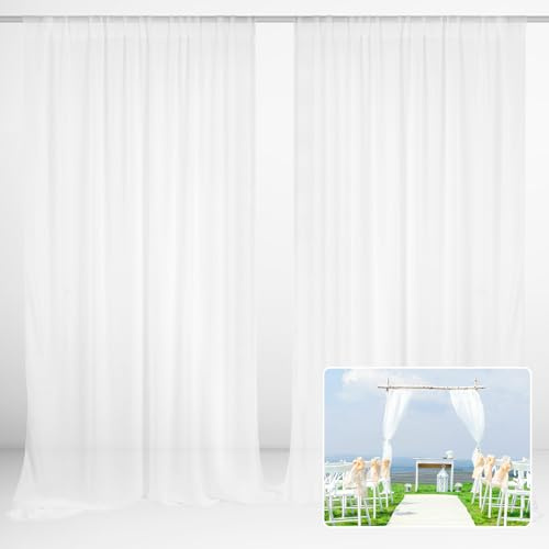 EMART Rideau de Fond Blanc, 1,5x2m（2 Pcs） Tulle Tissu Mousseline Drape | Tissu Doux et Lisse Rideaux Backdrop, Bébés Douches, Wedding Photographie, Anniversaires, Séances Photo